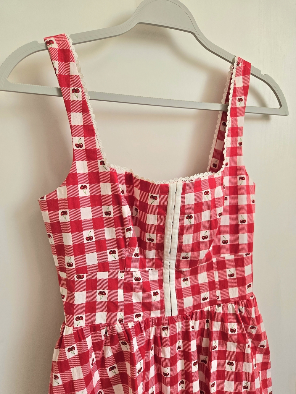 New Avec Les Filles Red & White Gingham Cherry Dress - Picture 3 of 4